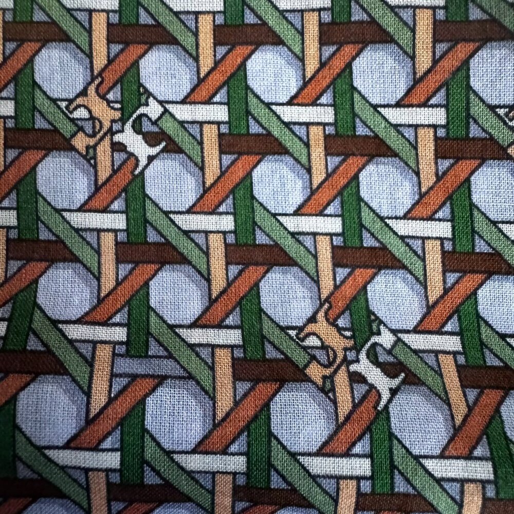 Tory Burch Shell Embellished Cane Weave Pattern Green Tan Resort Caftan - L - Picture 5 of 10